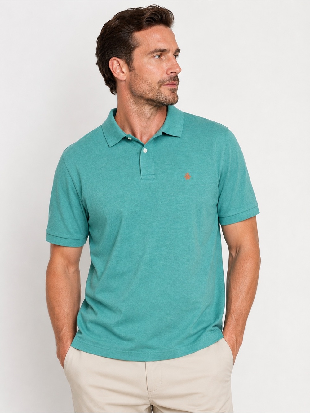 Brooks Brothers Men’s Teal Performance Polo Shirt Cotton Piqué Knit Size XL EUC